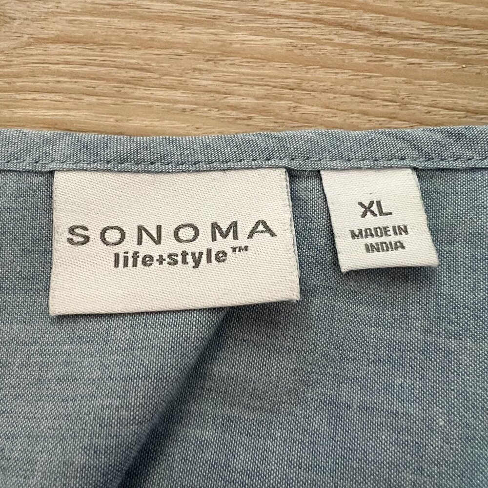 Sonoma Life+Style Weathered Denim Sleeveless Top, XL - Boho Chic! - Picture 10 of 13